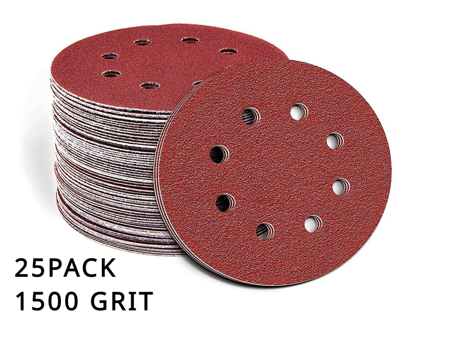 25PACK Sanding Discs 1500 Grit Hook Loop 8-Hole Orbital Sander Paper