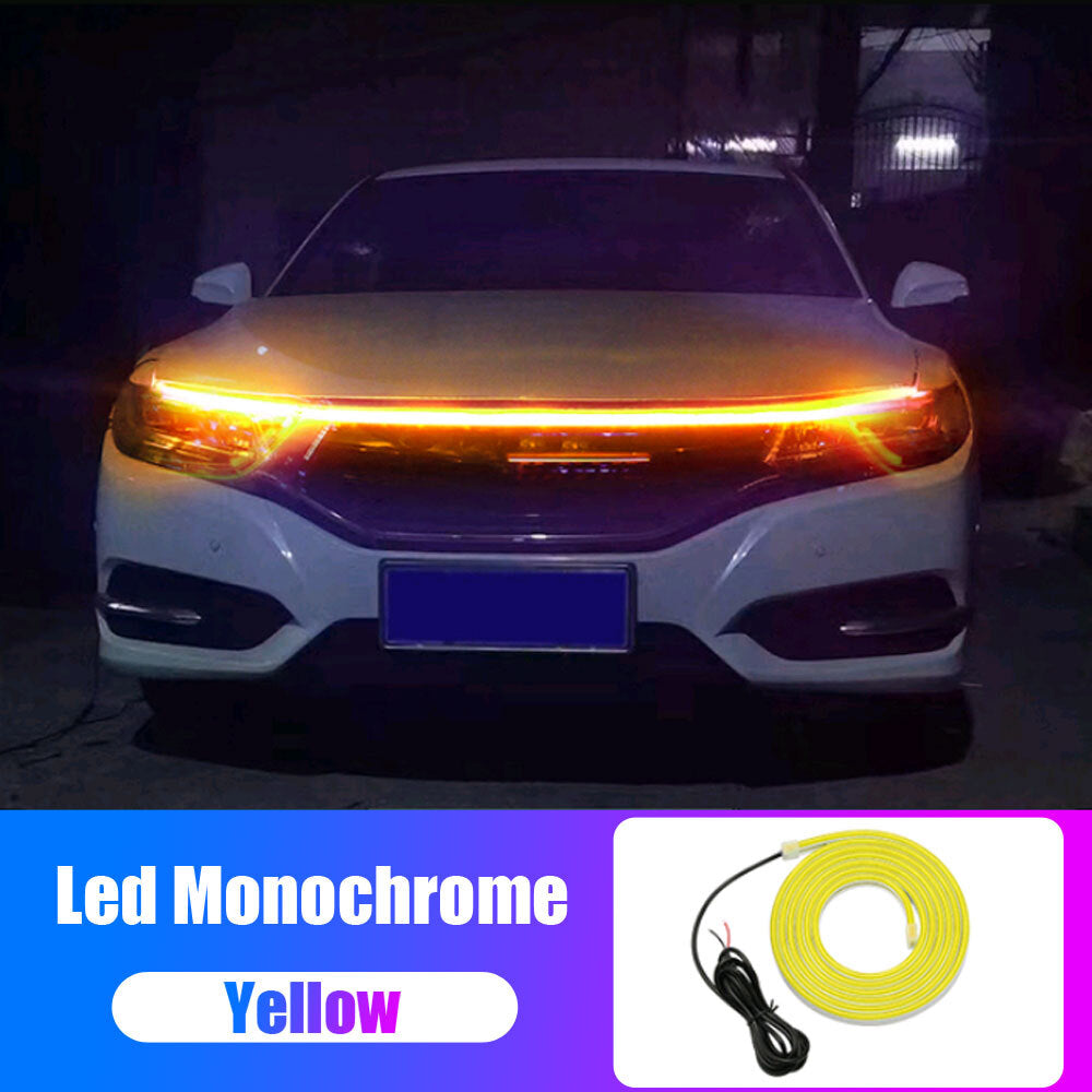 Yellow Flexible Car Hood Day Running LED Light Strip Decor Accessories