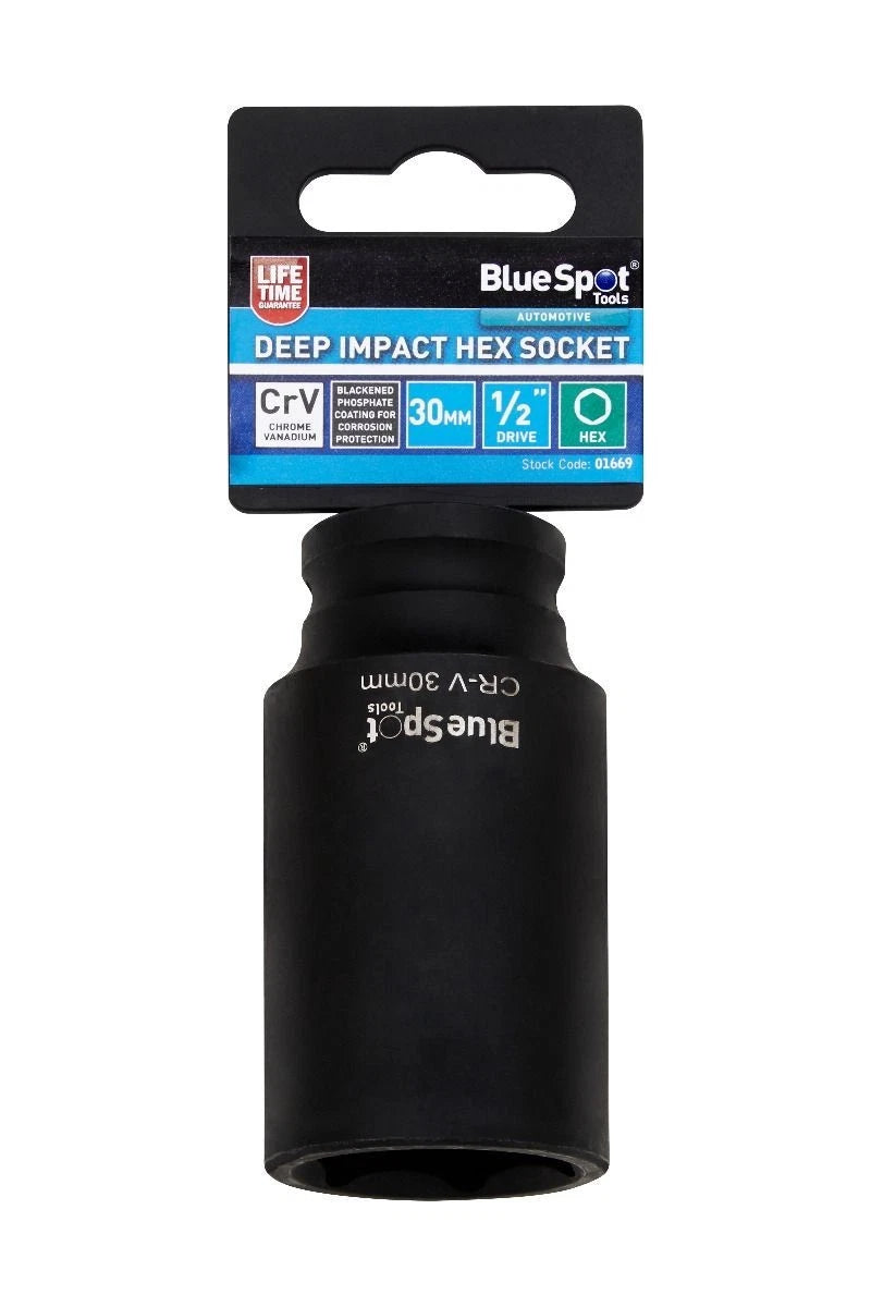 Bluespot 30mm Deep Impact Socket 1/2 Drive 6 Point Heavy Duty