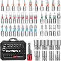 ARROW 48PC 1/4" Screwdriver Bit Socket Set 6–13mm Sockets