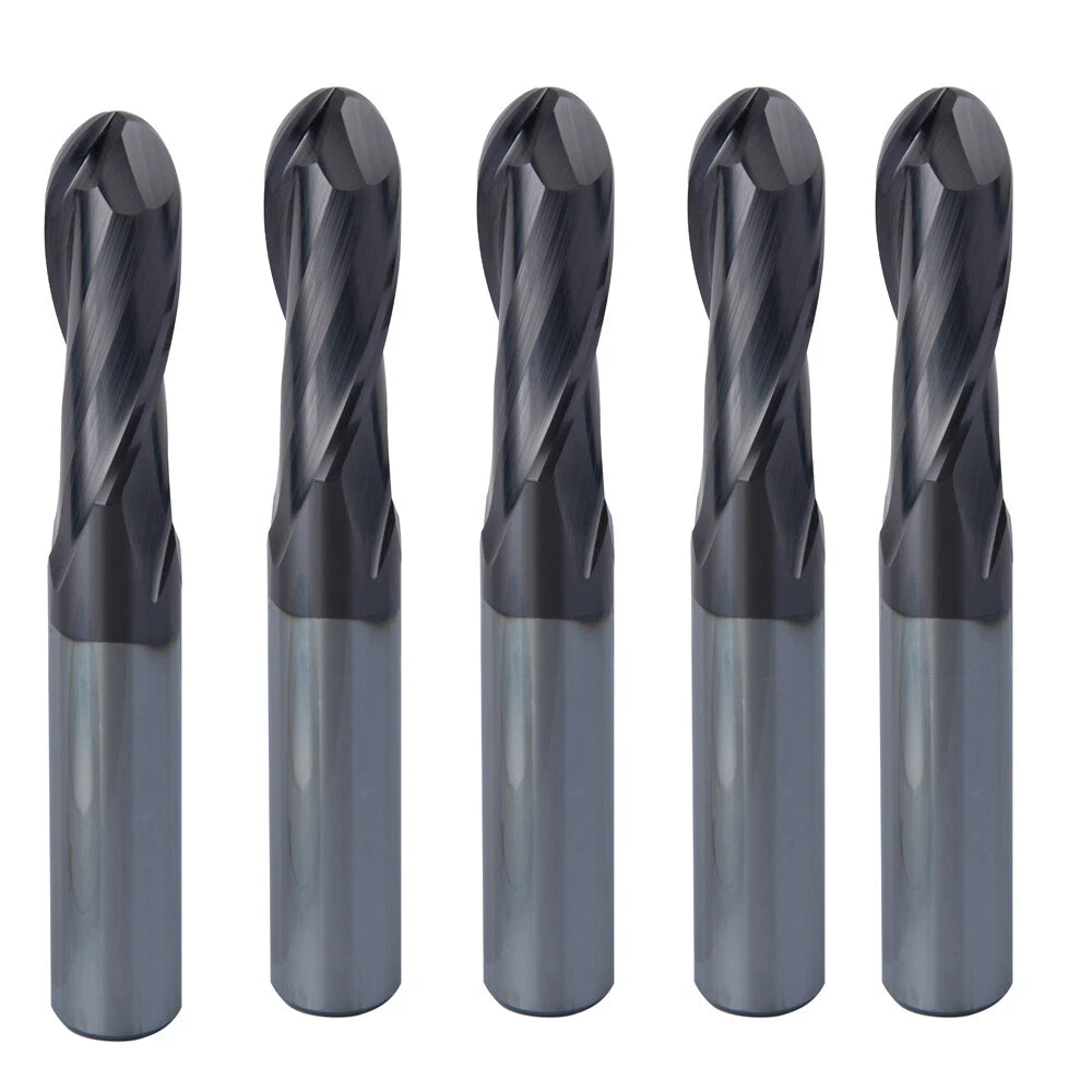 5PC 3/32" Dia 3/8" LOC 2FLUTE BALL NOSE CARBIDE END MILL FOR ALL STEEL USA SELL