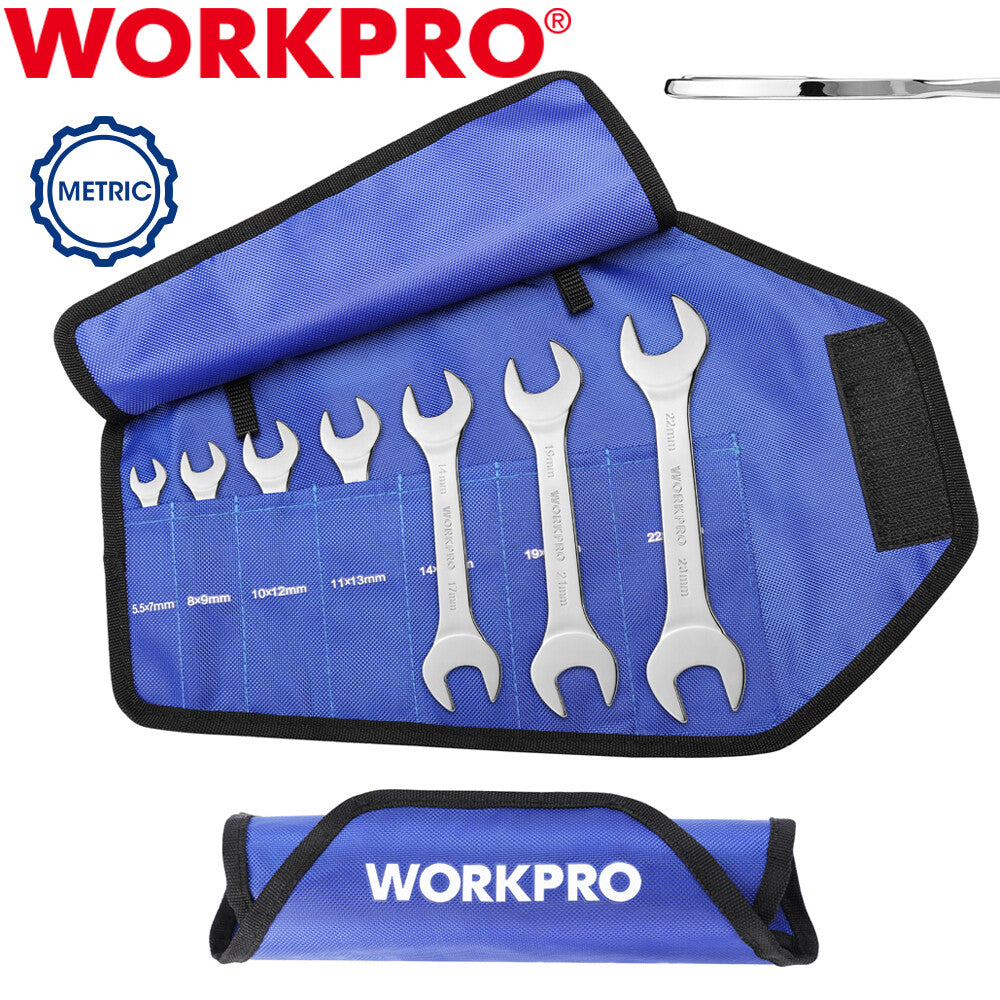 Workpro 7PC Wrench Set Ultra-Slim Open End Thin Wrenches Set 5.5 to 23