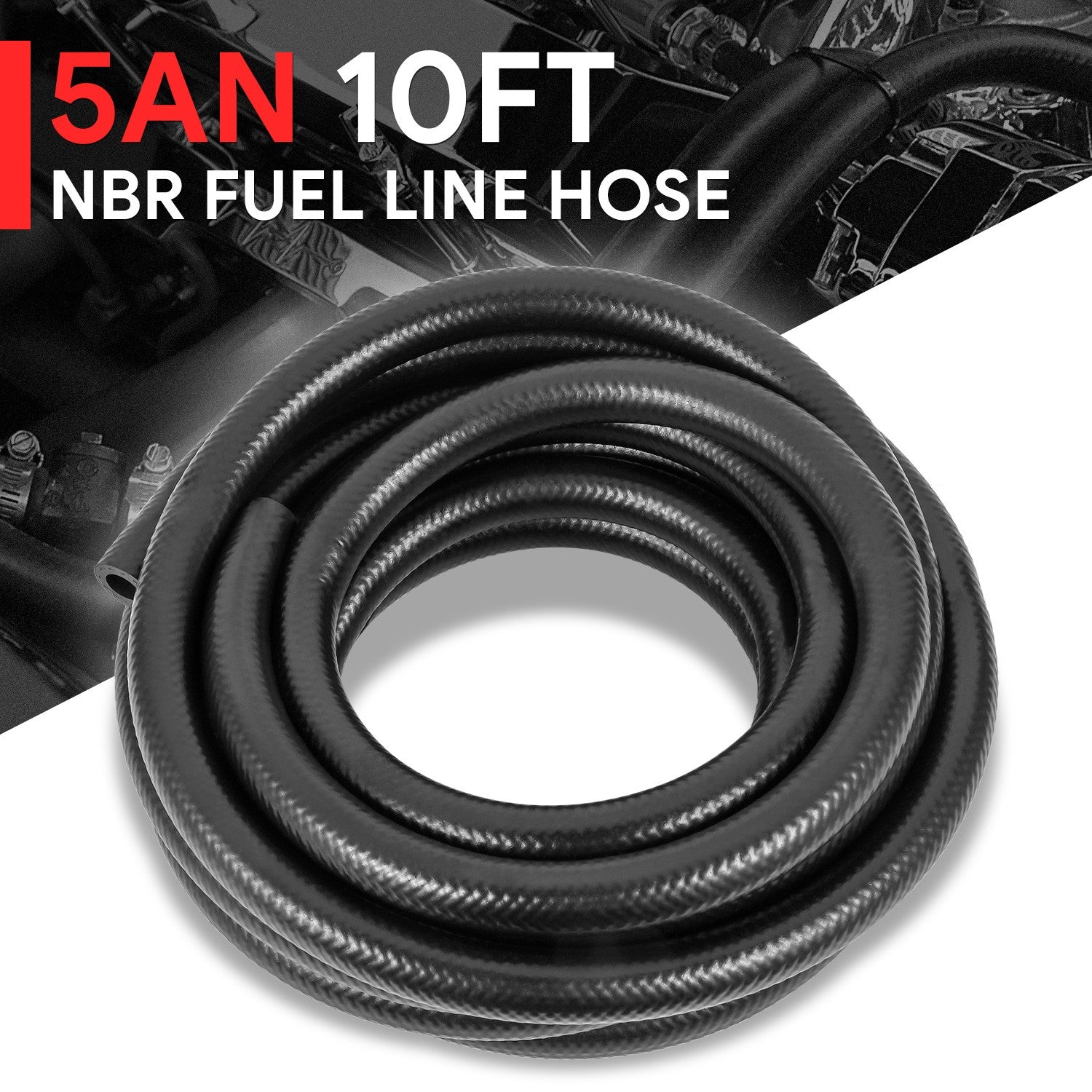 5AN Fuel Line Hose 10ft Nitrile Rubber (NBR) 5/16" Inner Diameter Oil