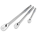 3-Piece 1/4", 3/8", 1/2" Extra Long Drive Ratchet Handle 90-Tooth