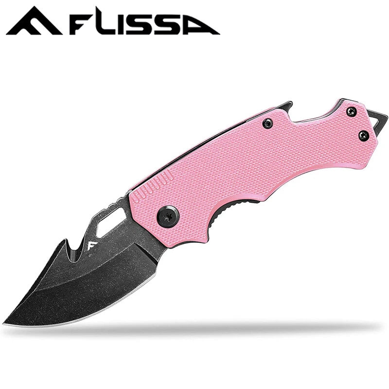 FLISSA Mini Folding Pocket Knife Stainless Steel Drop Point Pocket Knife 2.5inch