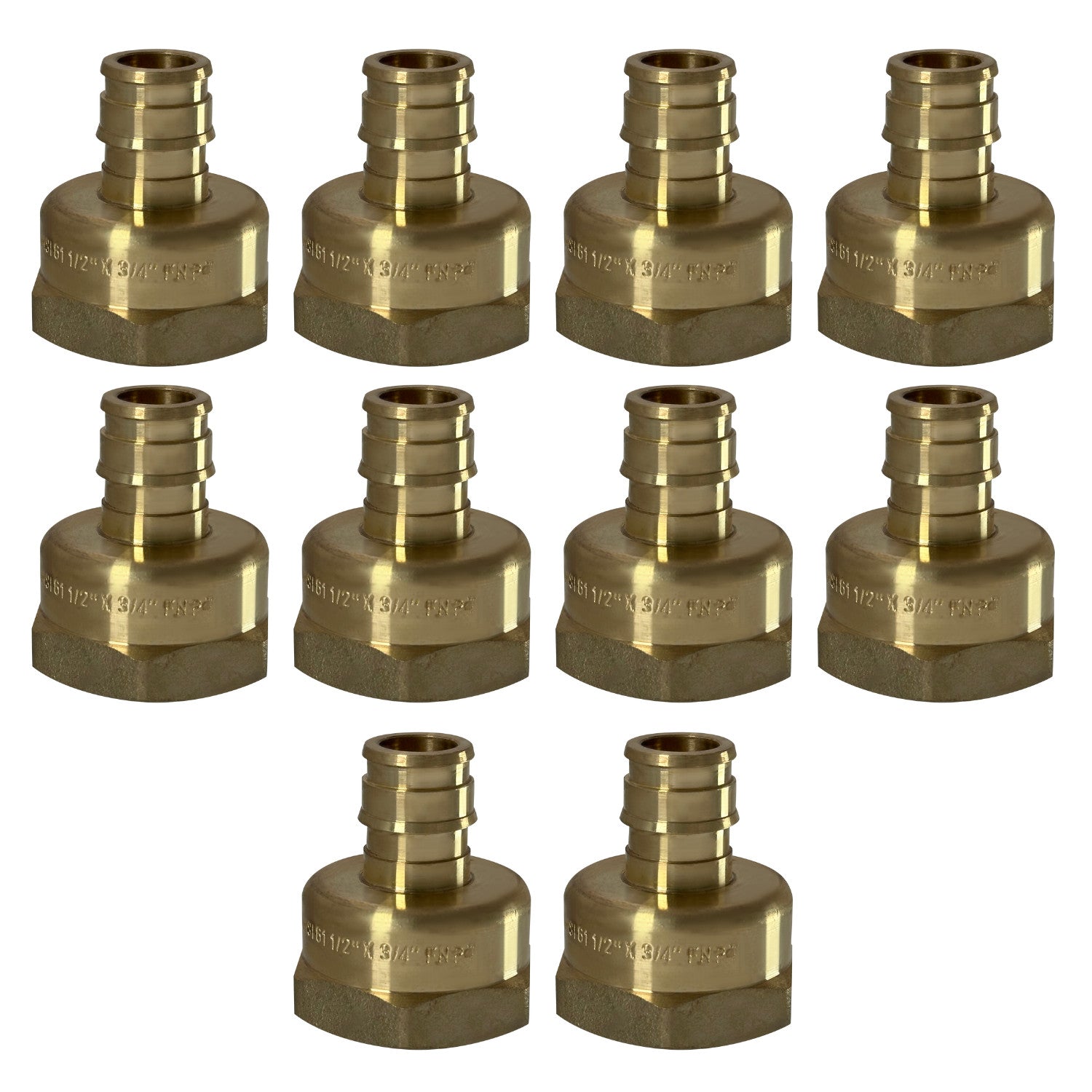 10 Pack XFITTING 1/2" Pex A x 3/4" Female NPT Expansion