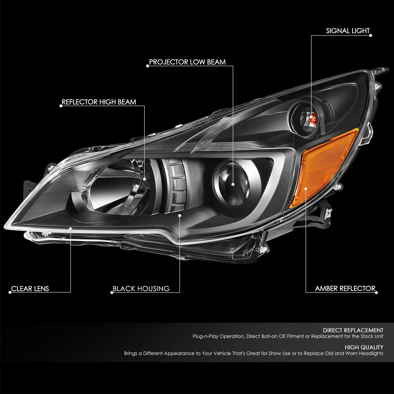 Fit 2010-2014 Outback/legacy Black Housing Amber | Built Supply Co