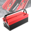 18" Tool Case Storage Workshop Box 2 Tier Steel Organizer Cabinet
