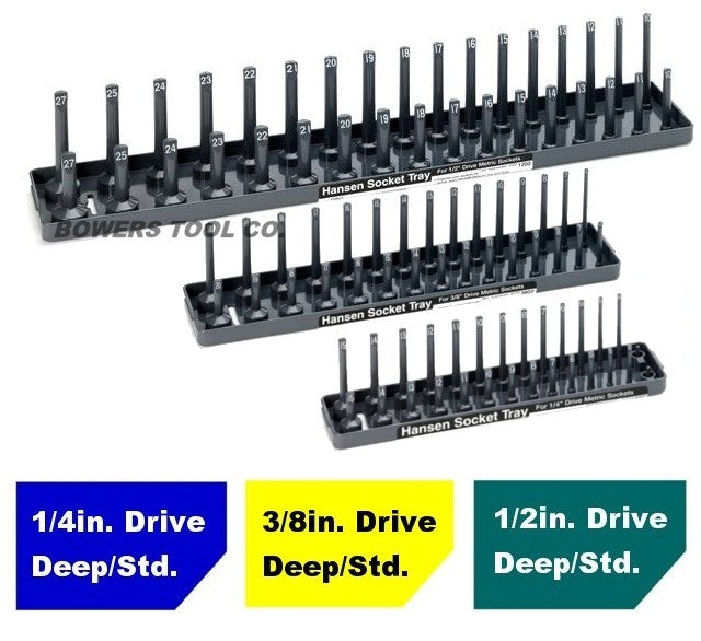 Hansen 3pc Socket Organizer Tray Metric Sizes