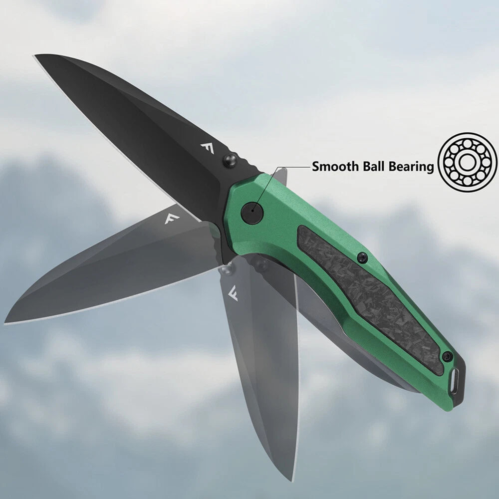 Flissa Folding Pocket Green Knife Edc Knife Sandvik 14c28n Steel