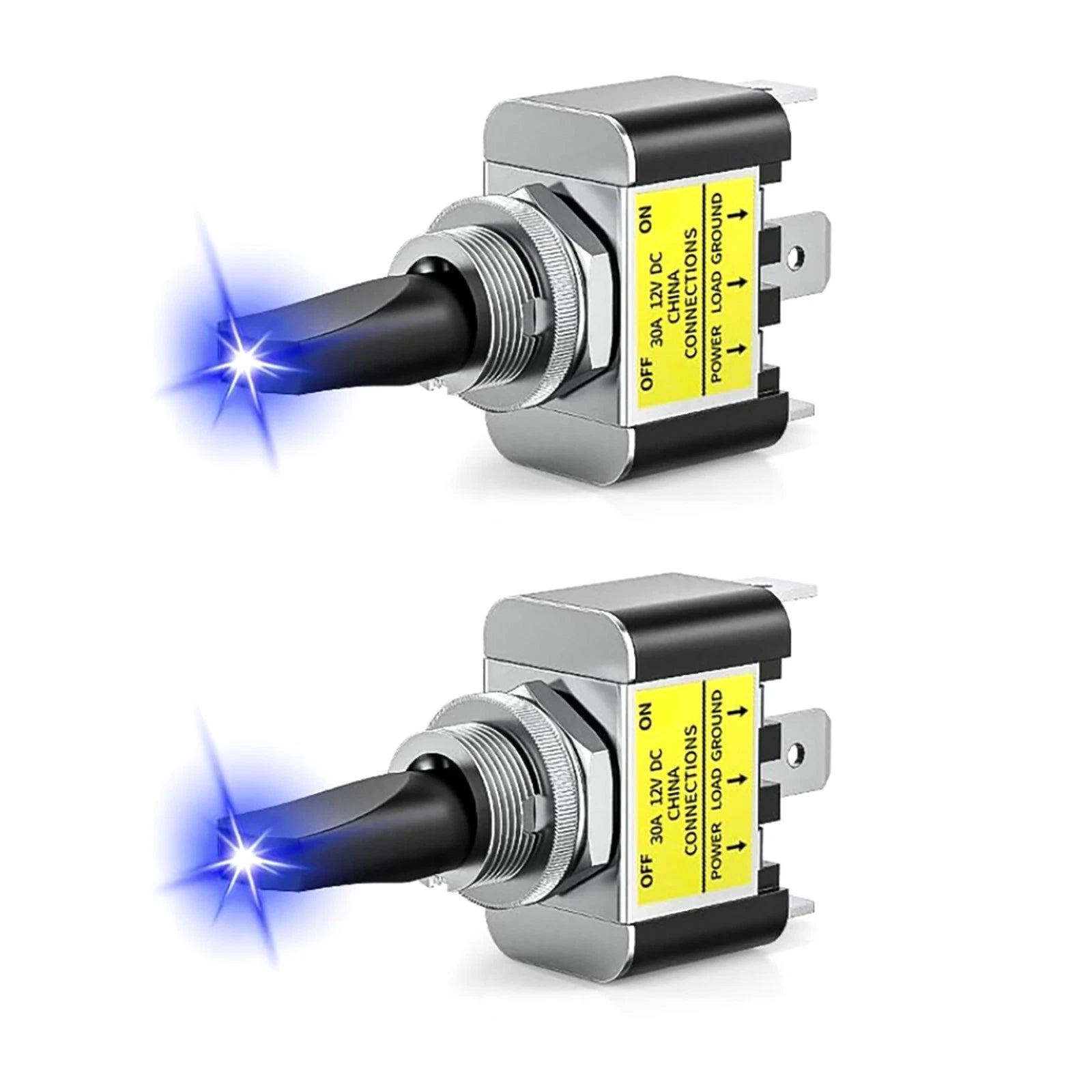 12V 30a Spst Rocker Toggle Switch 2x 3 Pin Blue Led For Car Truck