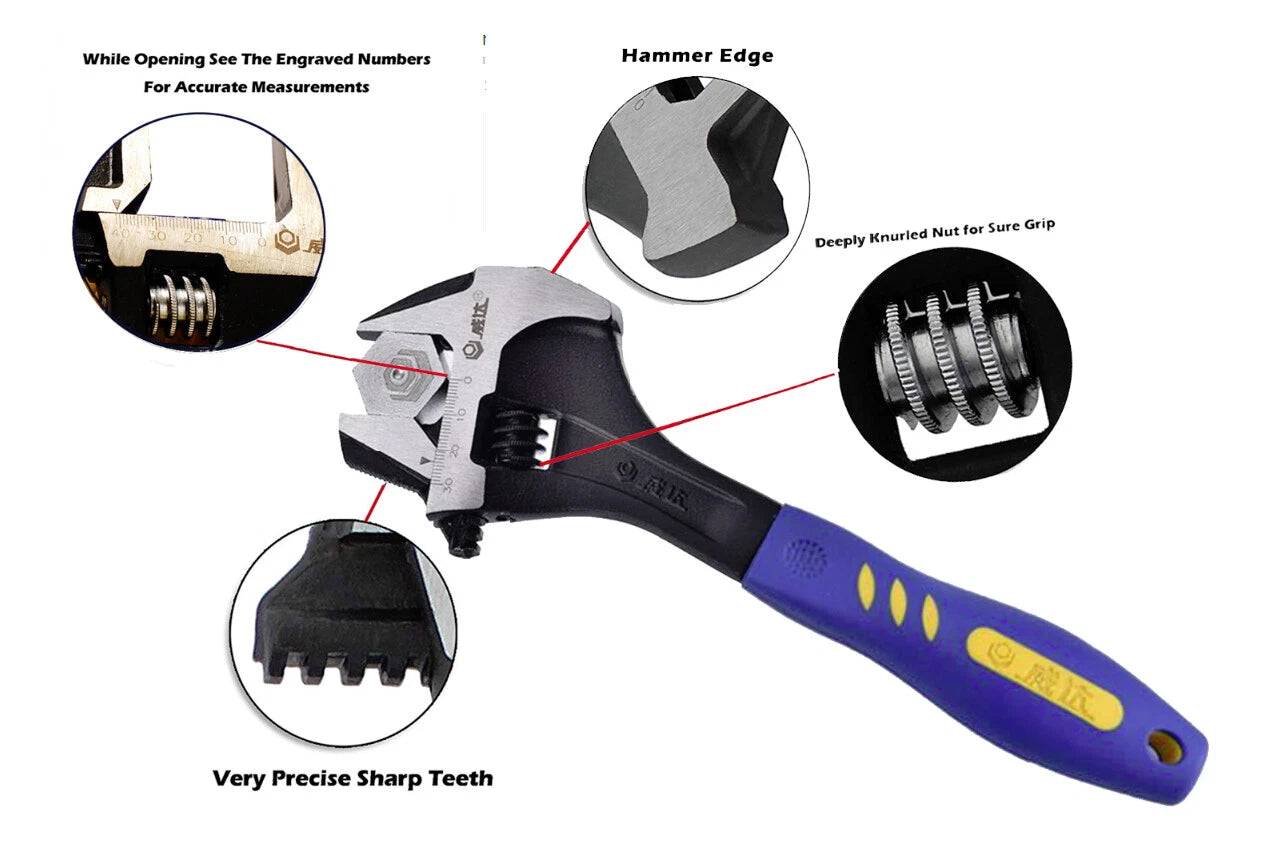 3-in-1 12"/30cm Multi-function Wide Opening Adjust Pipe Hammering