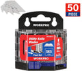 Workpro 50pack Utility Knife Blades W/dispenser Sk5 Steel Replacement
