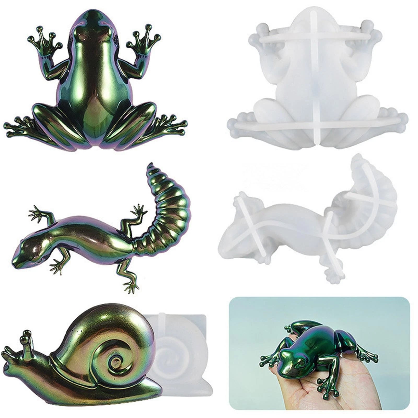 Diy Frog Gecko Snail Shape Silicone Mold Epoxy Resin Casting Mould