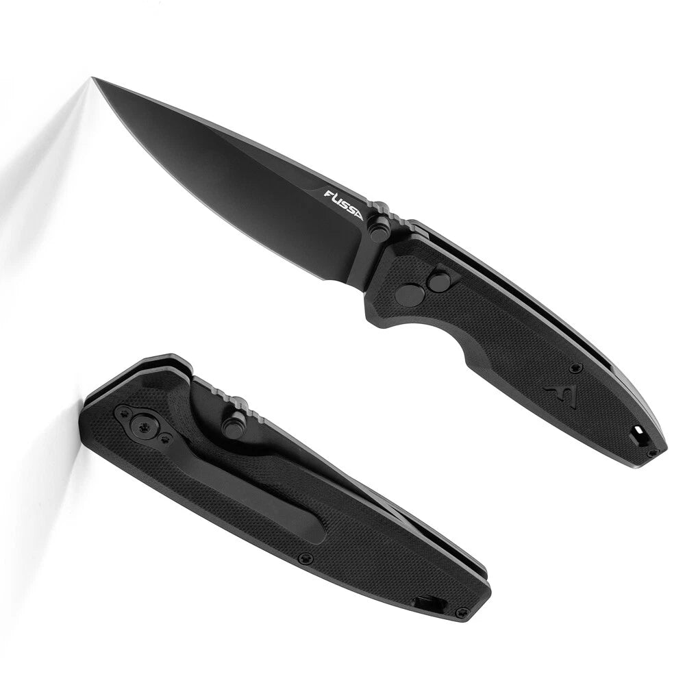 FLISSA Folding Pocket Knife G10 Handle Knife 3.3-inch D2 Blade with Button Lock