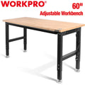 Workpro 60" Adjustable Workbench Rubber Wood Top Heavy-duty