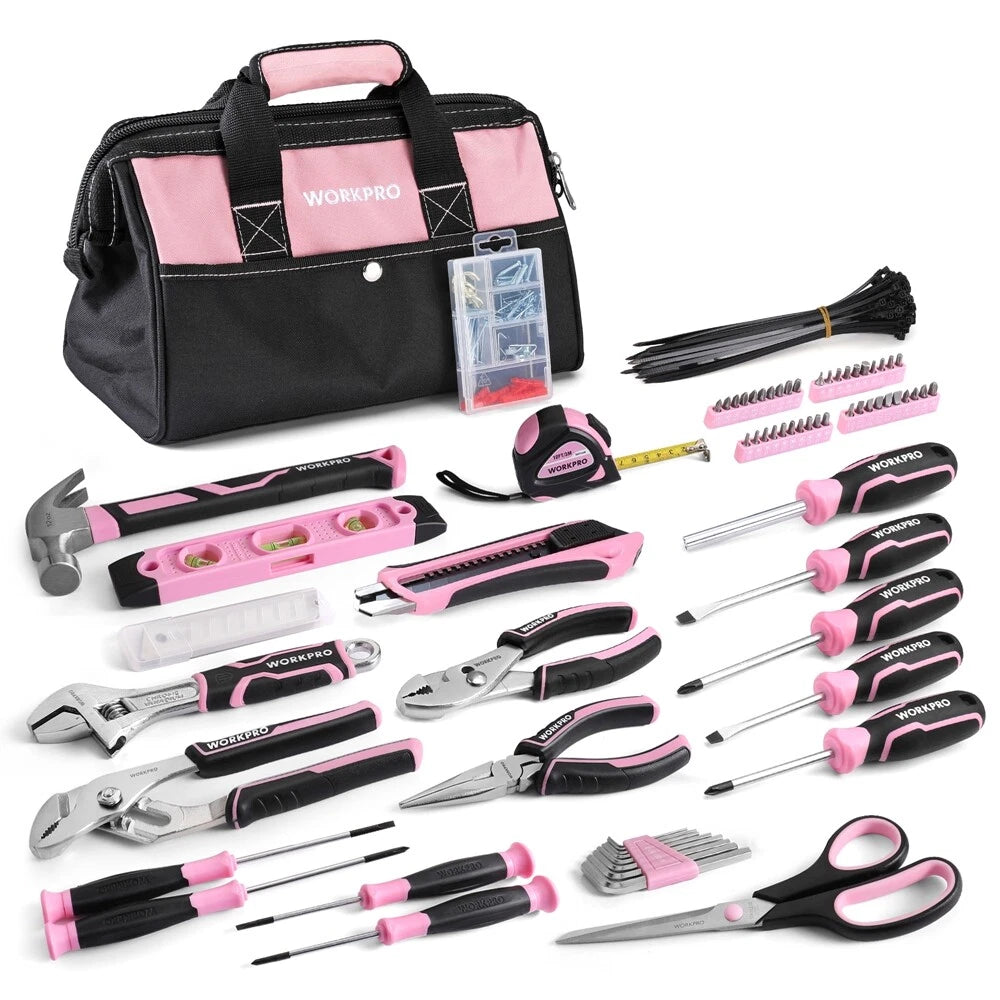 Hand Tool Set Pink Tool Set Plier Wrench Hammer Screwdriver W/13"