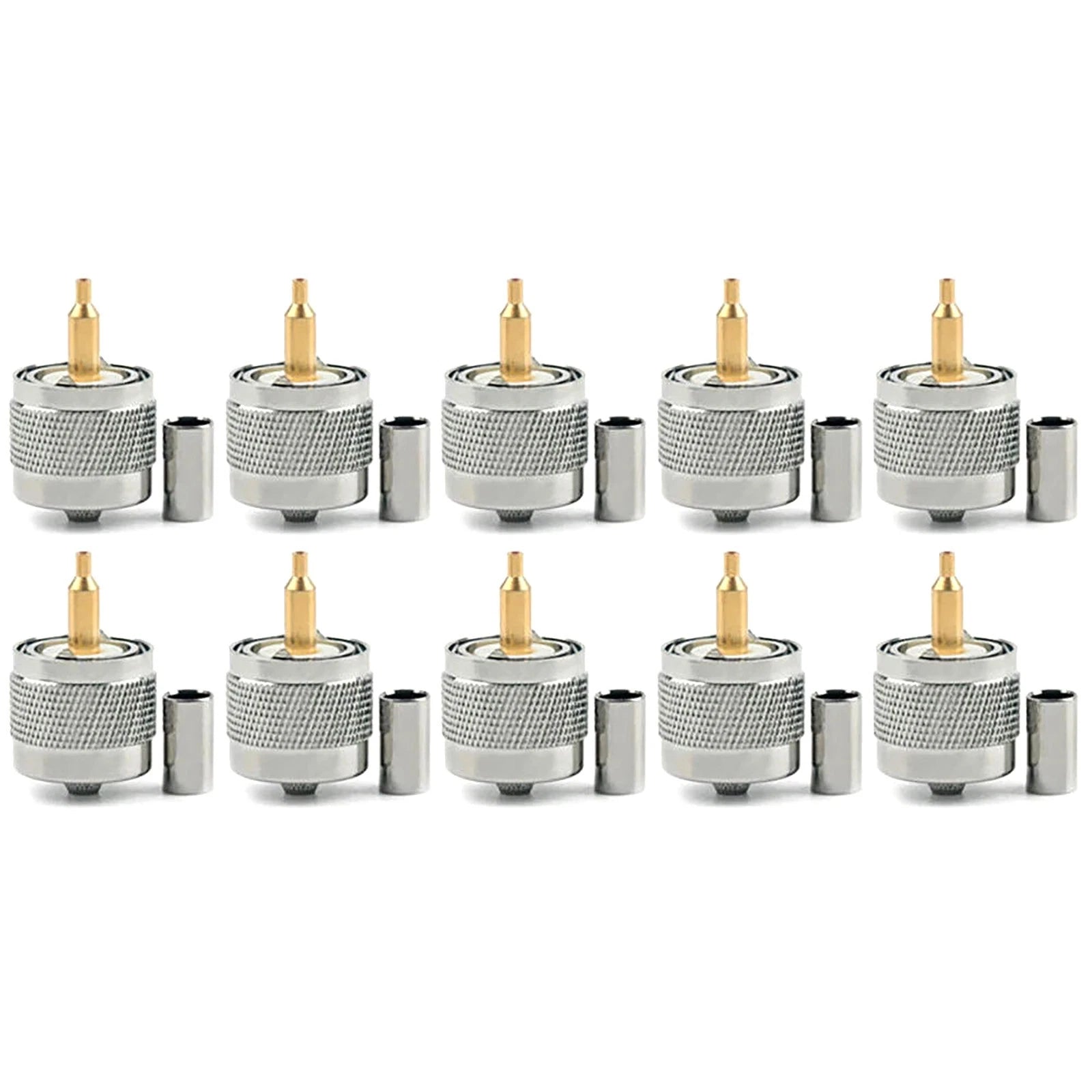 Replacement Uhf Male Pl259 Crimp Plug Connector For Rg142 Lmr195 Cable