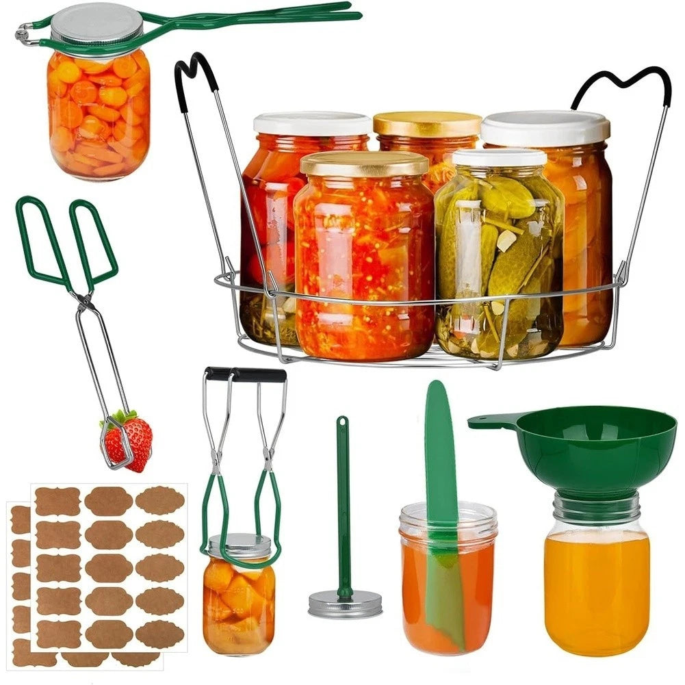 Ergonomic Handle Kitchen Utensil Set With Non Slip Jar Lifter For