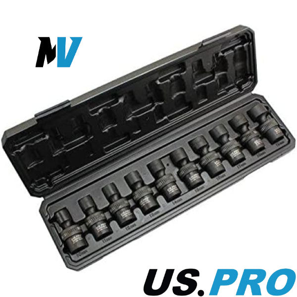 US PRO Industrial 3/8-Drive Swivel Impact Socket Set 10pcs