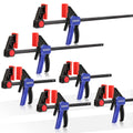 6Pack 6" 12" Light-Duty Bar Clamp One-Handed Clamp/Spreader Quick-Change F Clamp