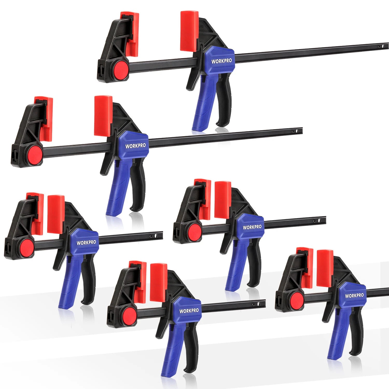 6Pack 6" 12" Light-Duty Bar Clamp One-Handed Clamp/Spreader Quick-Change F Clamp