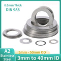 0.5mm Thick Shim Washers A2 Stainless Steel