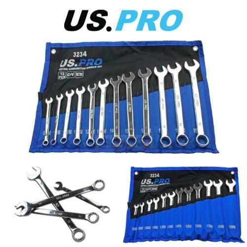 Us Pro Tools Combination Spanner Set Metric 8 - 19mm 3234