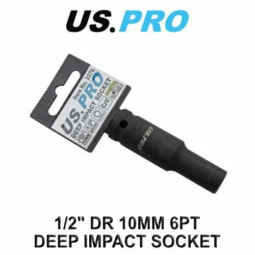 Us Pro Tools 1/2" Dr 10mm 6pt Deep Impact Socket 3370