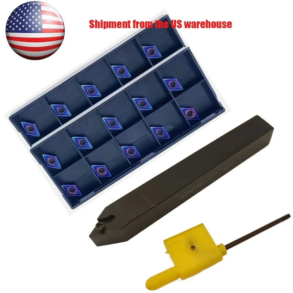 65° 1/2" Shank Sdncn Lathe Turning Holder + Dcmt070204 Carbide Inserts