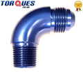 AN -8 (AN8 AN 08) to 3/8" NPT 90 Degree Swept Adapter