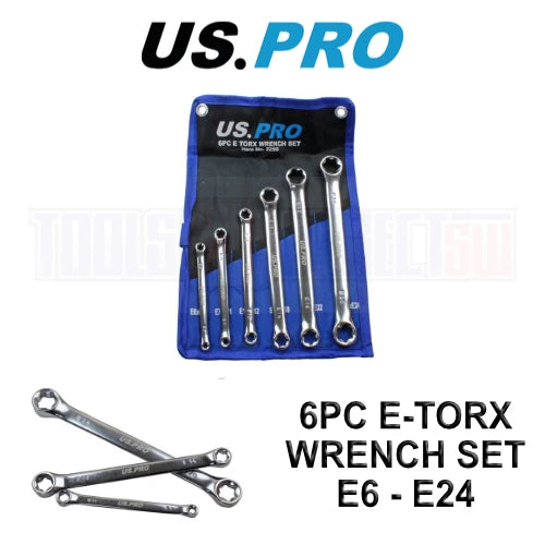 Us Pro Tools E-torx / Female Torx Star Wrench Spanner Set E6 - E24