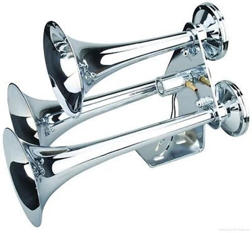 Triple Train Air Horn Trumpet Chrome Tri-horn 152db Loud Silence For