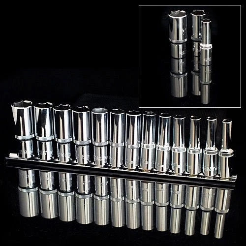 Voche 3/8" Drive Metric Deep Socket Set 6mm-19mm Heavy Duty Crv