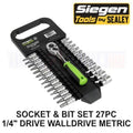 Siegen By Sealey 1/4" Drive Socket & Socket Bit Set 6pt Walldrive