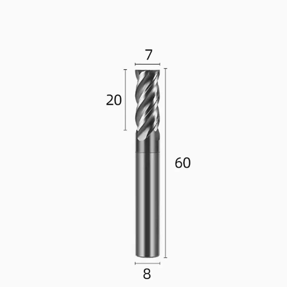 7mm Variable Pitch & Helix, Square, 4 Flute Carbide End Mill-tialn