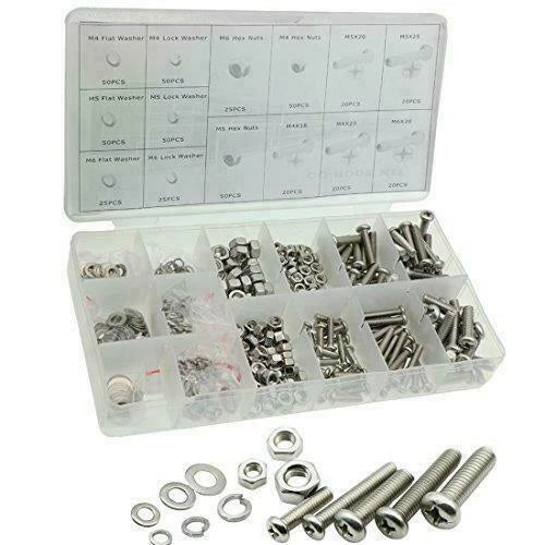 475pc GOLIATH INDUSTRIAL STAINLESS STEEL METRIC NUT PAN SCREW ASSORTMENT SSNB475