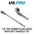 Us Pro Tools 1/4" Drive 305mm Flexi Flexible Head Ratchet For Sockets