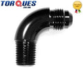 AN -6 (AN6) to 1/4" NPT 90 Degree Swept Adapter Black