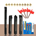4 Set 12mm Shank Lathe Boring Bar Turning Tool Holder Set W/ 10x