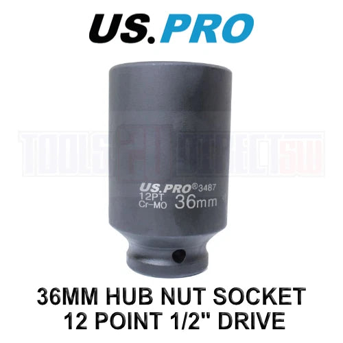 Us Pro Tools 36mm 1/2" Drive Axle Hub Nut Socket 12 Point Deep Impact