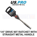 Us Pro Industrial 1/4" Drive 90t Ratchet With Straight Metal Handle