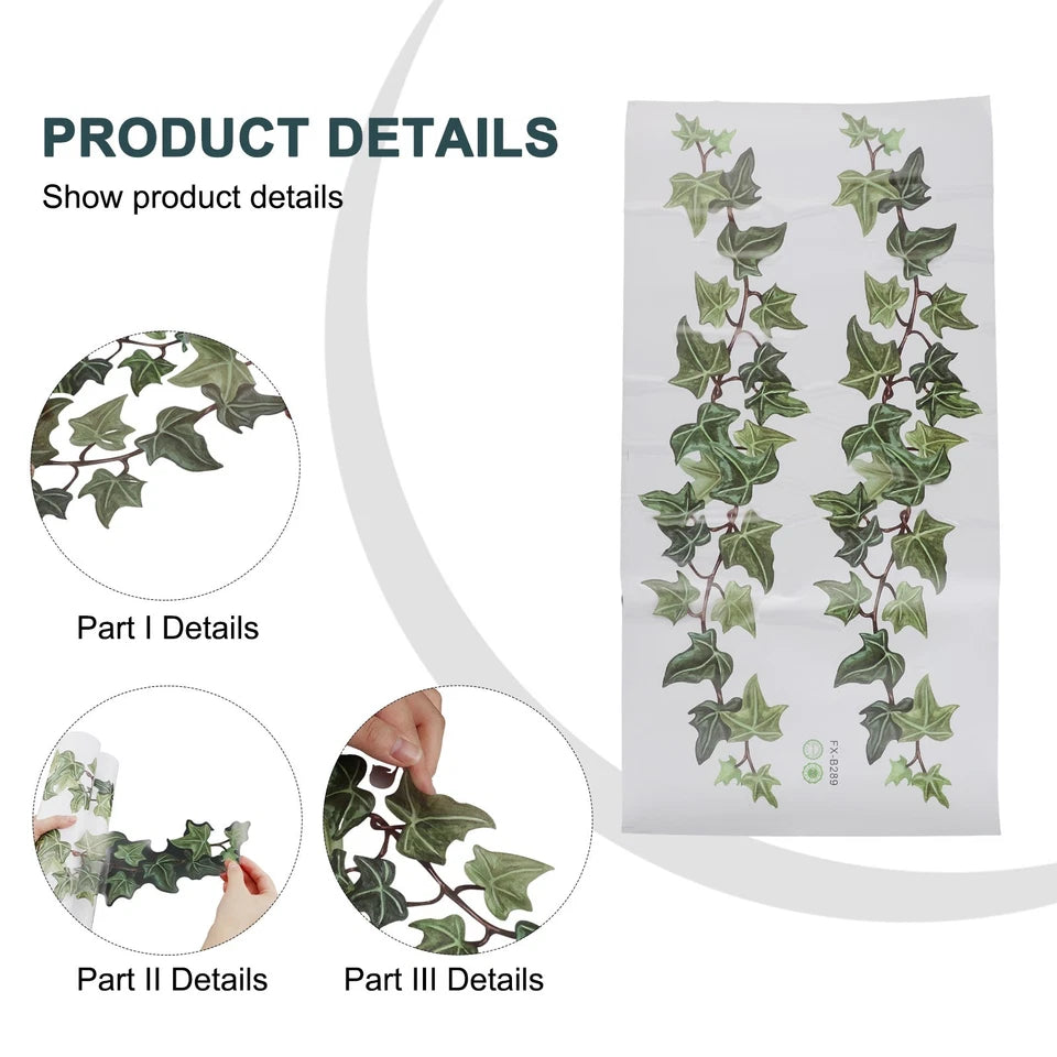 Removable Wall Stickers Ivy Leaf Vines Foliage Climbing Green Leaves