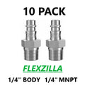 10 FLEXZILLA PRO HIGH FLOW AIR HOSE FITTING PLUGS 1/4" BODY 1/4" MNPT A53440FZ-X