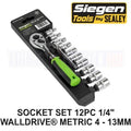 Siegen By Sealey 1/4" Sq Drive Socket Set 6pt Walldrive Metric 4 -