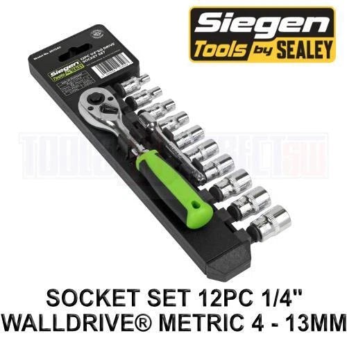 Siegen By Sealey 1/4" Sq Drive Socket Set 6pt Walldrive Metric 4 -