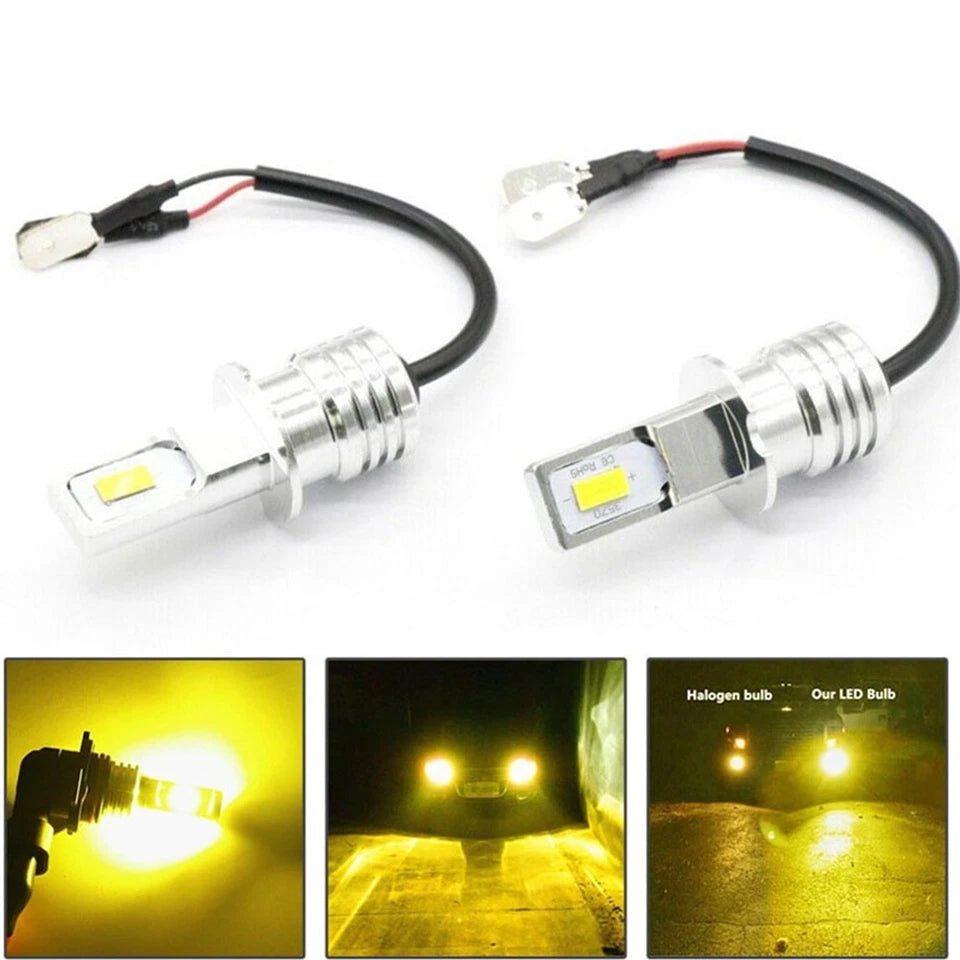 H3 Led Conversion Kit For Fog Lights Bright Yellow 3000k 80W