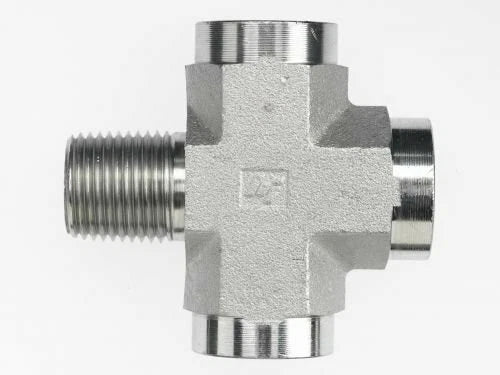 5655-04-04-04-<wbr/>04  HYDRAULIC FITTING  1/4" PIPE  CROSS