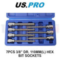 Us Pro Extra Long Hex Bit Socket Set 3/8" Dr Allen Keys H3 4 5 6 7 8