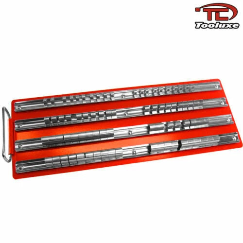 80pc TOOLUXE METAL SOCKET TRAY RACK HOLDER HOLDS 80 SOCKETS 1/4 3/8 1/2 RAIL